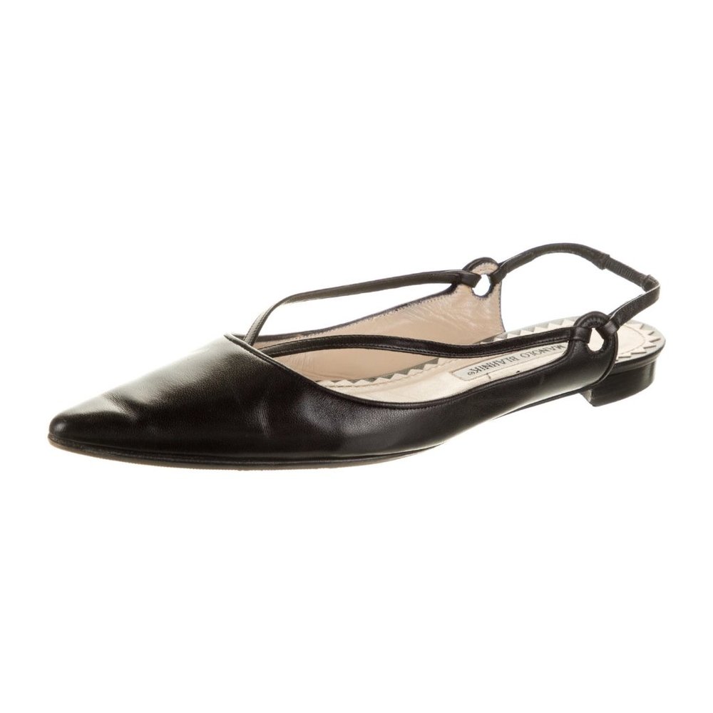 MANOLO BLAHNIK Leather Slingback Flats Size: 9 | IT 39